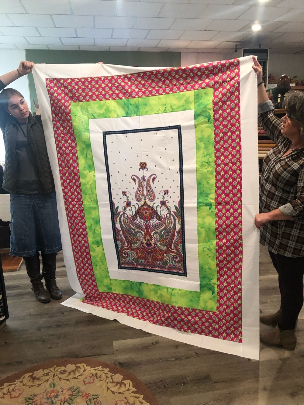 HAND PIECED  - ONE OF A KIND 
Paisley Panel Quilt